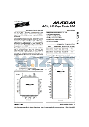 MAX1114BIBH datasheet - 8-Bit, 150Msps Flash ADC