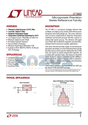 LT1460DCS8-5-TRPBF datasheet - Micropower Precision Series Reference Family