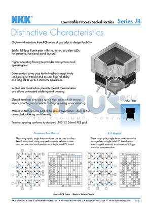 JB15BPC-JC datasheet - Low Profile Process Sealed Tactiles