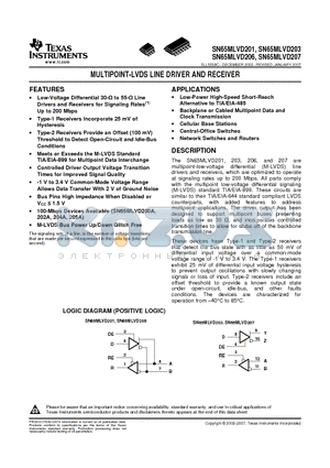 MLVD203 datasheet - MULTIPOINT-LVDS LINE DRIVER AND RECEIVER