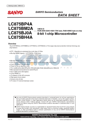 LC875BH4A datasheet - ROM 256K/224K/192K/176K byte, RAM 4096K byte on-chip 8-bit 1-chip Microcontroller