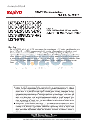LC8784J3PB datasheet - 8-bit ETR Microcontroller