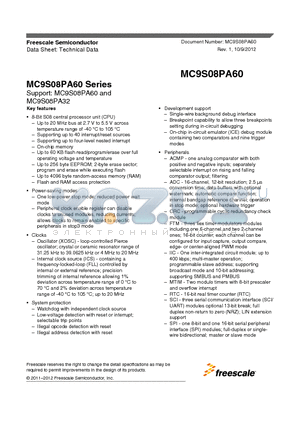 MC9S08PA32 datasheet - MC9S08PA60 Series