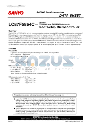 LC87F5864C datasheet - FROM 64K byte, RAM 2048 byte on-chip 8-bit 1-chip Microcontroller