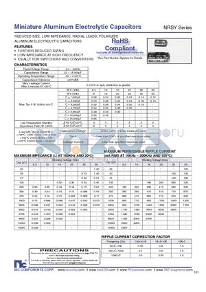 NRSY682M16V10X20TBF datasheet - Miniature Aluminum Electrolytic Capacitors