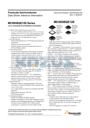 MC9S08QE128CLH datasheet - 8-Bit HCS08 Central Processor Unit