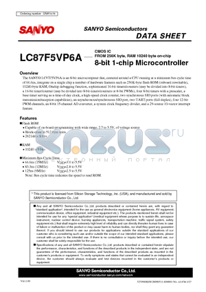 LC87F5VP6A datasheet - 8-bit 1-chip Microcontroller
