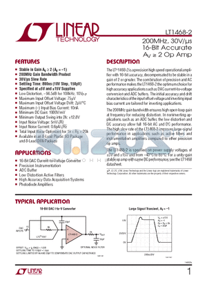 LT1468AIDD-2TRPBF datasheet - 16-Bit DAC Current-to-Voltage Converter