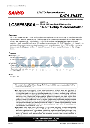 LC88F52H0A datasheet - FROM 128K byte, RAM 6K byte on-chip 16-bit 1-chip Microcontroller