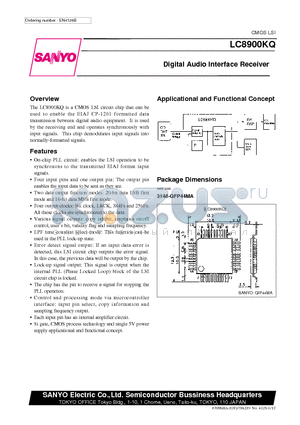 LC8900KQ datasheet - Digital Audio Interface Receiver