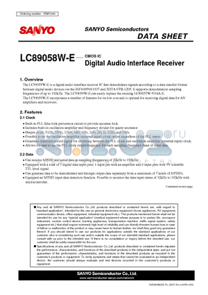 LC89058W datasheet - CMOS IC Digital Audio Interface Receiver