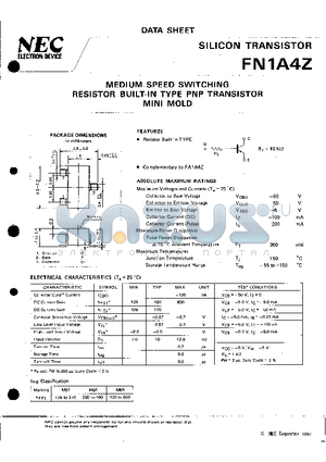 FN1A4Z datasheet - MEDIUM SPEED SWITCHING RESISTOR BUILT-IN TYPE PNP TRANSISTOR MINI MOLD