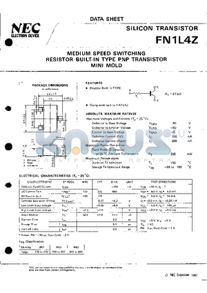 FN1L4Z datasheet - MEDIUM SPEED SWITCHING RESISTOR BUILT-IN TYPE PNP TRANSISTOR MINI MOLD