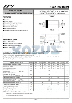 HS2A datasheet - SURFACE MOUNT GLASS HIGH EFFICIENCY RECTIFIERS