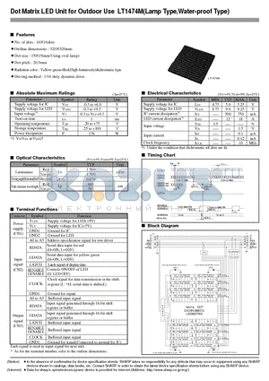 LT1474M datasheet - Dot Matrix LED Unit for Outdoor Use (Lamp Type,Water-proof Type)