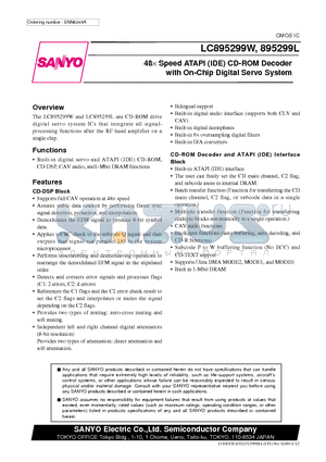 LC895299W datasheet - 48 x Speed ATAPI (IDE) CD-ROM Decoder with On-Chip Digital Servo System