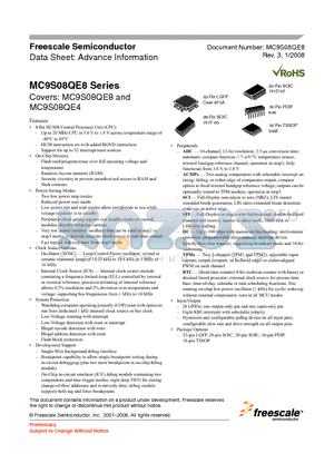 MC9S08QE8C16 datasheet - 8-Bit HCS08 Central Processor Unit