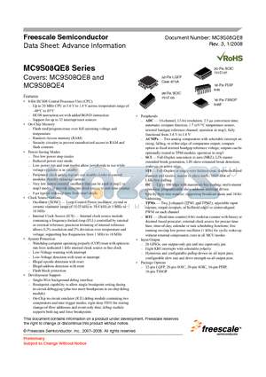 MC9S08QE8C20 datasheet - 8-Bit HCS08 Central Processor Unit