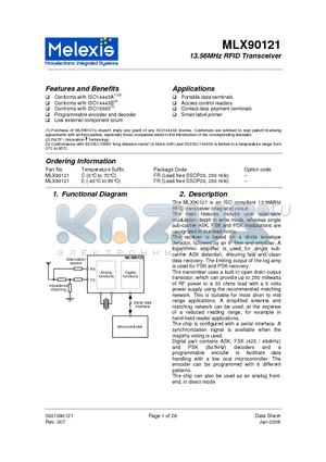 MLX90121 datasheet - 13.56MHz RFID Transceiver