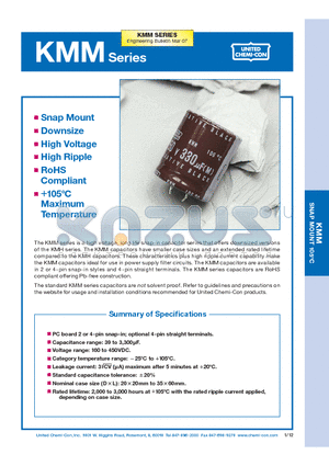 EKMM201VSN102MA30T datasheet - Standard Voltage Ratings - Snap Mount