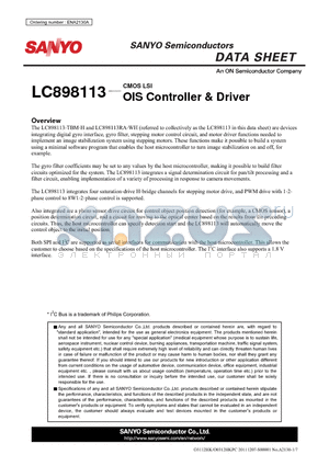 LC898113 datasheet - OIS Controller & Driver
