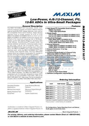 MAX11617EEE+ datasheet - Low-Power, 4-/8-/12-Channel, I2C, 12-Bit ADCs in Ultra-Small Packages