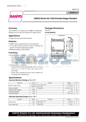 LC89902V datasheet - CMOS Driver for VGA-Format Image Sensors