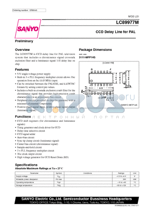 LC89977M datasheet - CCD Delay Line for PAL