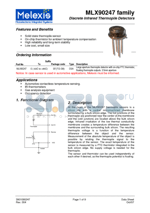 MLX90247_07 datasheet - Discrete Infrared Thermopile Detectors