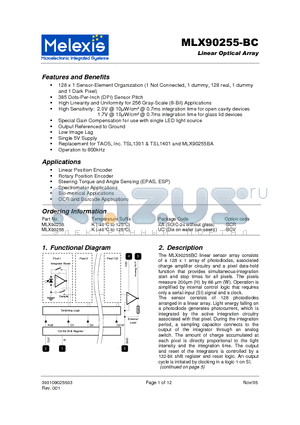 MLX90255-BC datasheet - Linear Optical Array