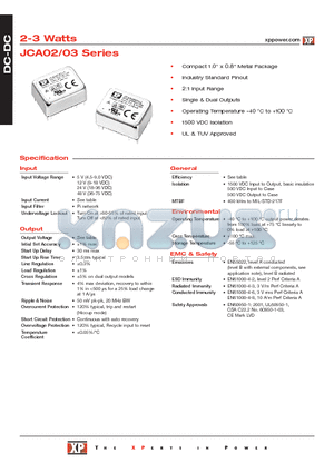 JCA0212D01 datasheet - DC-DC Power Supplies