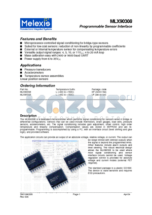 MLX90308LDF datasheet - Programmable Sensor Interface