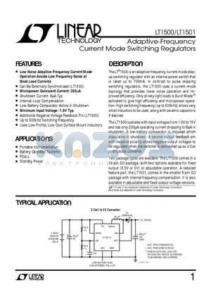 LT1500 datasheet - Adaptive-Frequency Current Mode Switching Regulators