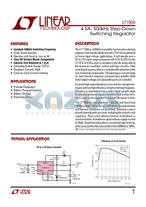 LT1506 datasheet - 4.5A, 500kHz Step-Down Switching Regulator