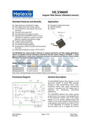 MLX90609EEA-E2 datasheet - Angular Rate Sensor (Standard version)