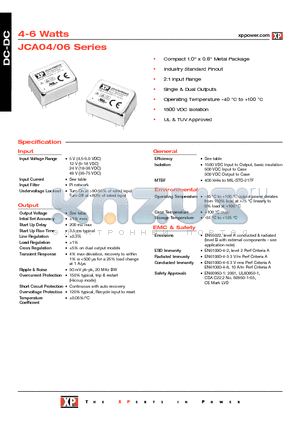JCA0412S05 datasheet - DC-DC Power Supplies