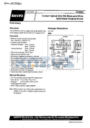 LC9946 datasheet - 1/6 Inch Optical Size EIA Black-and-White Solid-State Imaging Device