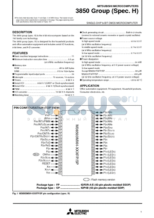 M38504E6-XXXSP datasheet - SINGLE-CHIP 8-BIT CMOS MICROCOMPUTER