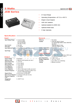 JCB0305S15 datasheet - DC-DC Power Supplies