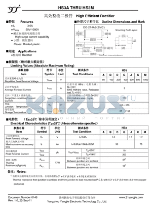 HS3B datasheet - High Efficient Rectifier