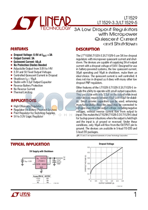 LT1529CT-5 datasheet - 3A Low Dropout Regulators with Micropower Quiescent Current and Shutdown