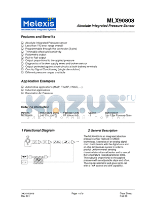 MLX90808 datasheet - Absolute Integrated Pressure Sensor