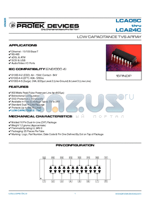 LCA15C datasheet - LOW CAPACITANCE TVS ARRAY