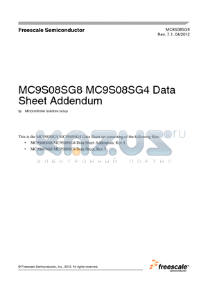 MC9S08SG8 datasheet - MC9S08SG8