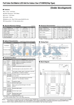 LT1550W datasheet - Full Color Dot Matrix LED Unit for Indoor Use (Chip Type)