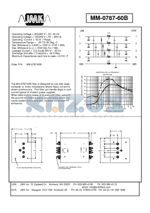 MM-0787-60B datasheet - Operating Voltage = 250/480 V~, 50 / 60 Hz Operating Voltage = 125/208 V~, 50 - 400 Hz