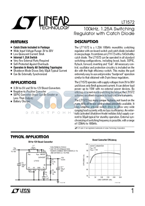 LT1572CS datasheet - 100kHz, 1.25A Switching Regulator with Catch Diode