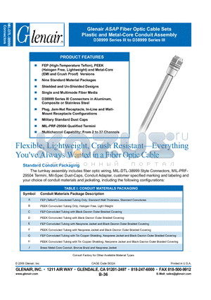 FO1001P08P06 datasheet - Fiber Optic Cable Sets Plastic and Metal-Core Conduit Assembly