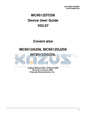 MC9S12A256 datasheet - microcontroller unit (MCU)