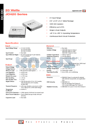 JCH2024S05 datasheet - DC-DC Power Supplies